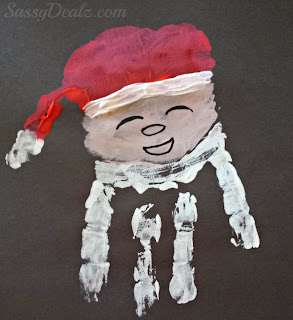 Kid-friendly Handprint Painting Craft For Christmas Handprint & Footprint Santa Claus Craft Ideas For Kids