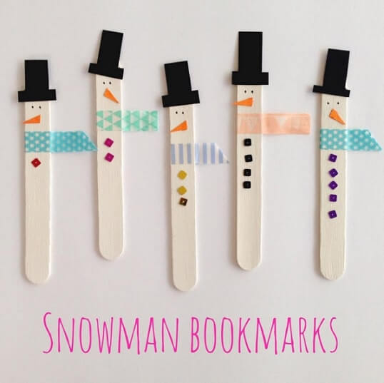 Last Minute Snowman Bookmarks Craft Idea For Kids