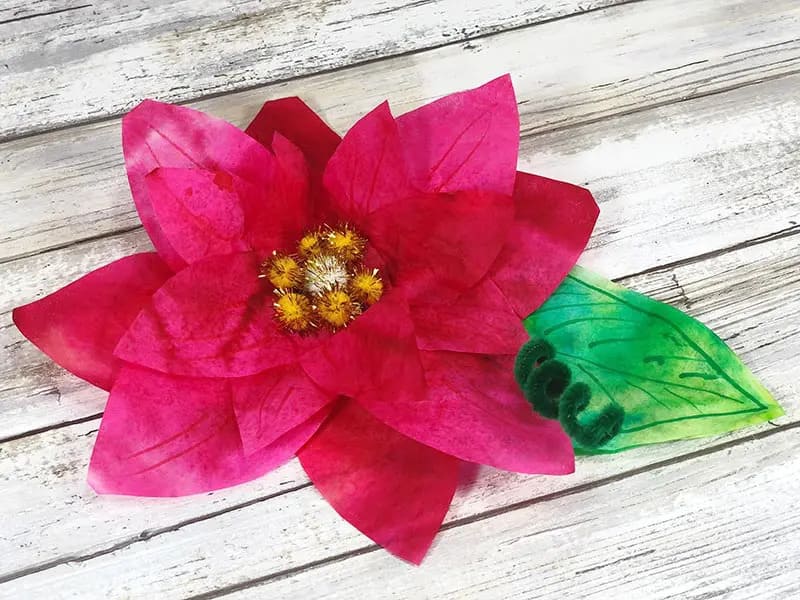 Let's Make A Attractive Christmas Poinsettia Flower With The Use Of a Coffee Filter