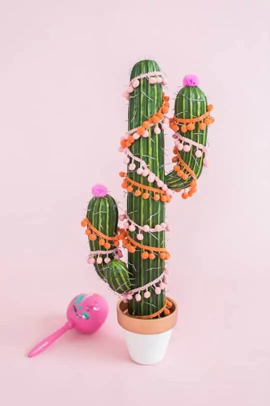 Little Cactus Christmas Tree Craft Project On Flower Pot