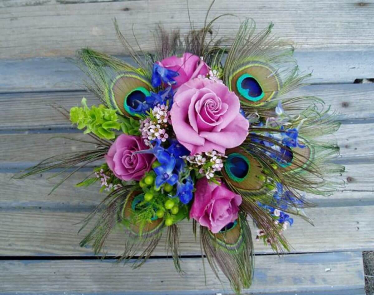 Make A Beautiful Bouquet With Peacock Feathers