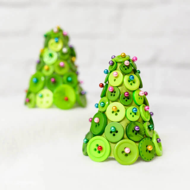Mini Christmas Tree Decorate With Button For Christmas