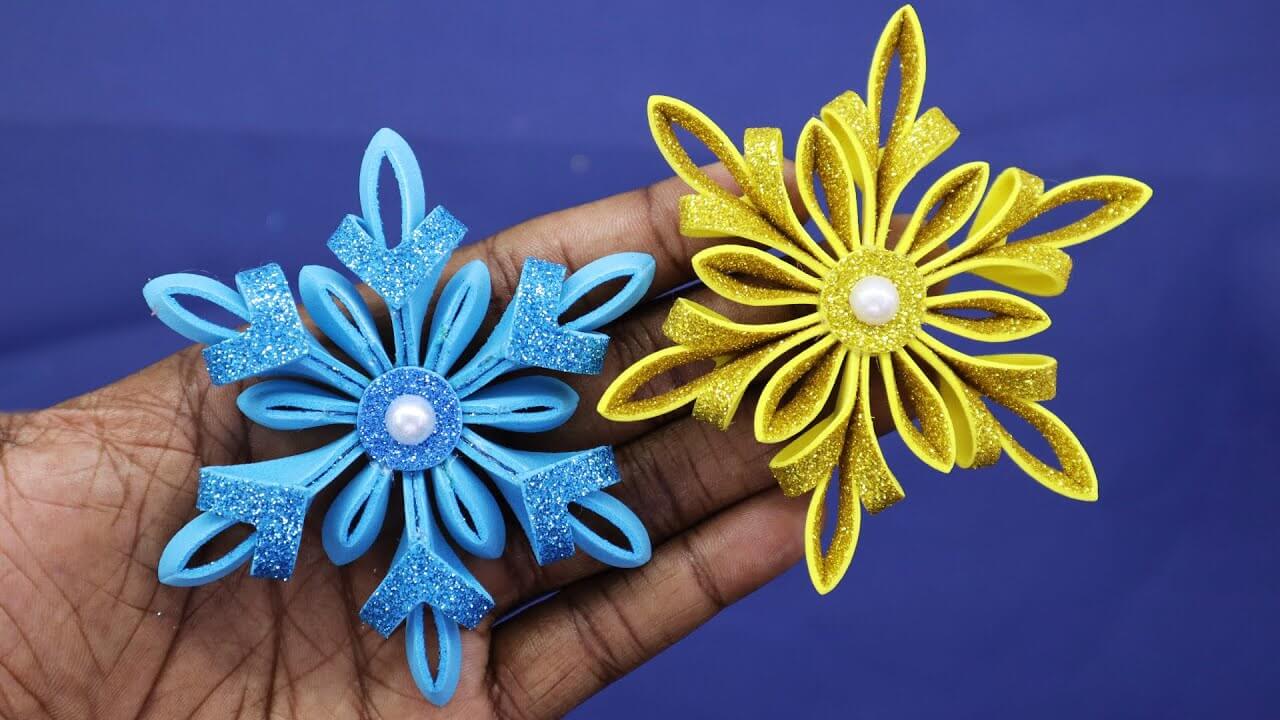 Mini Snowflakes Decoration Craft With Eva Glitter Foam DIY Foam Christmas Ornaments