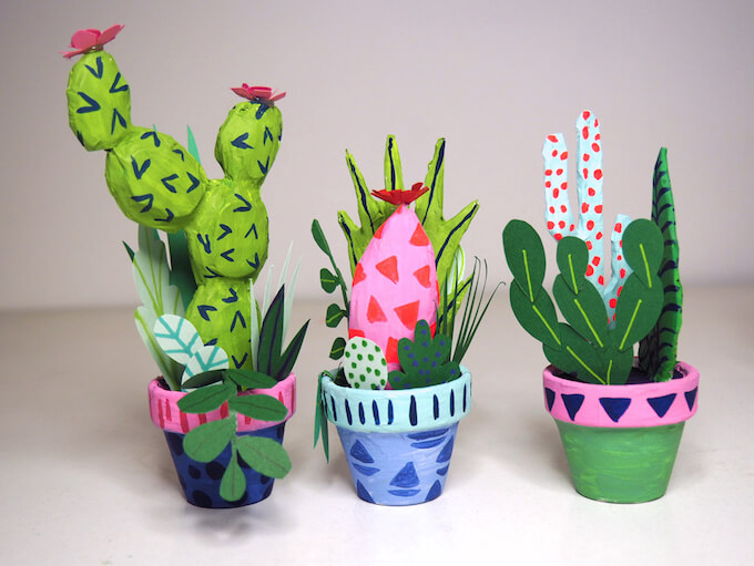 Paper Mache Cactus Plant Craft For Kids