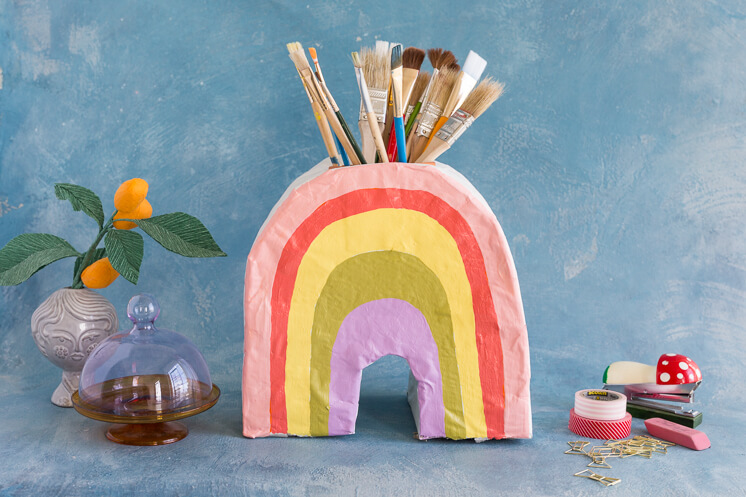 Paper Mache Rainbow Vase Craft Activity For Kids