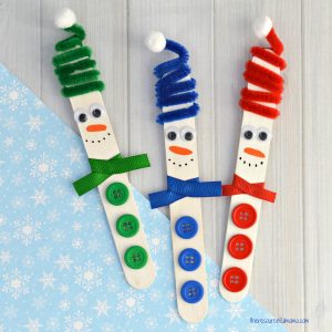 Pipe Cleaner and Ice Popsicle Snowman Christmas Winter  Craft for Kids 