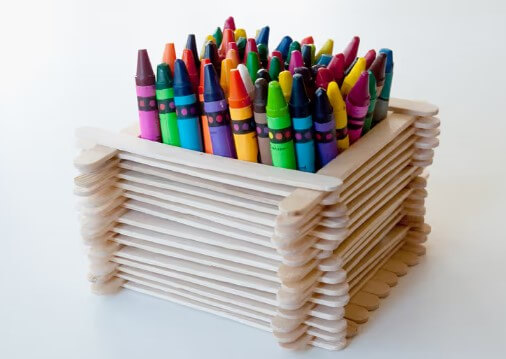 Popsicle Stick Desk Organiser for Crayons