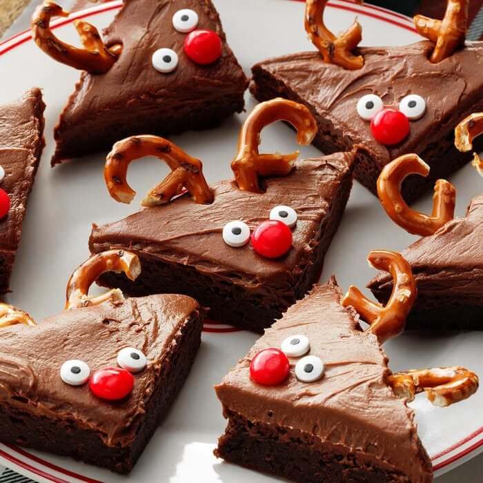 Quick & Easy Reindeer Brownies Recipe For Christmas Eve