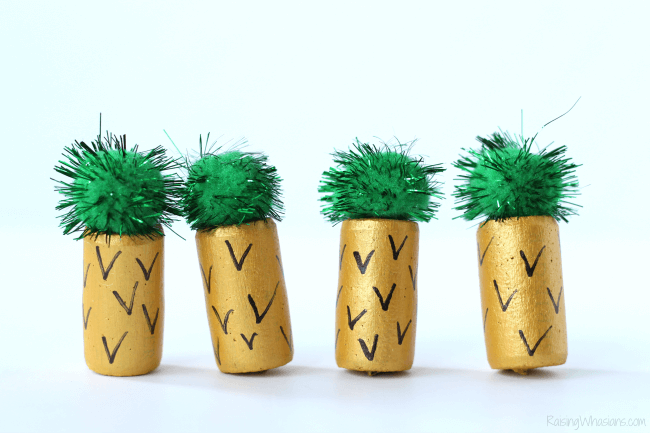 Quick and Easy Cork And Pom-Pom Pineapple Craft For Toddlers : Cork Crafts for Toddlers