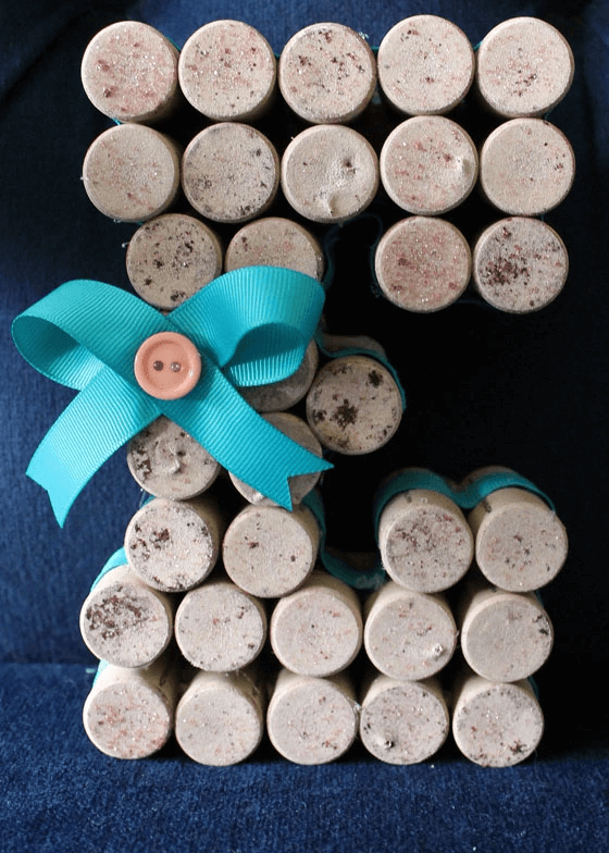 Quick and Easy Ribbon Wrapped Cork Letter Gift : Cork Gift DIY For Friends 