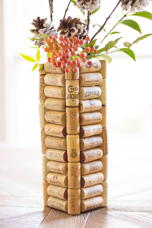 Rectangular Shape Cork Flower Vase Craft For Home Decor : Cork Crafts for Home