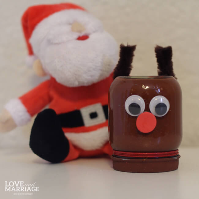 Reindeer Mason Jar Craft Using Googly Eyes & Pom Poms Easy Reindeer Crafts For Kindergartners