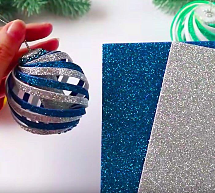 Simple Christmas Tree Decoration Idea Using Glitter Sheets