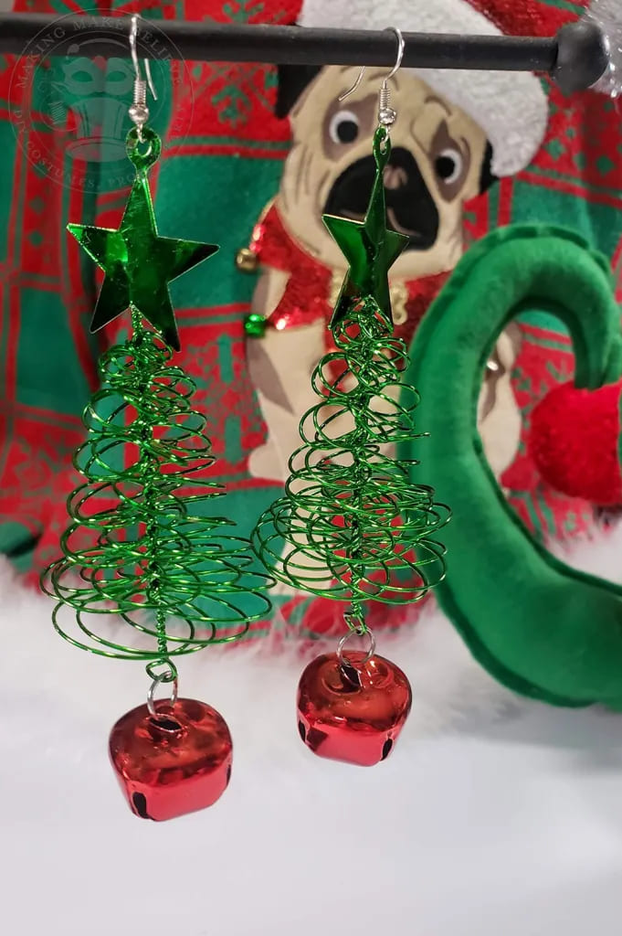 Simple Christmas Tree Earring With Jingle Bell : DIY Christmas Earrings