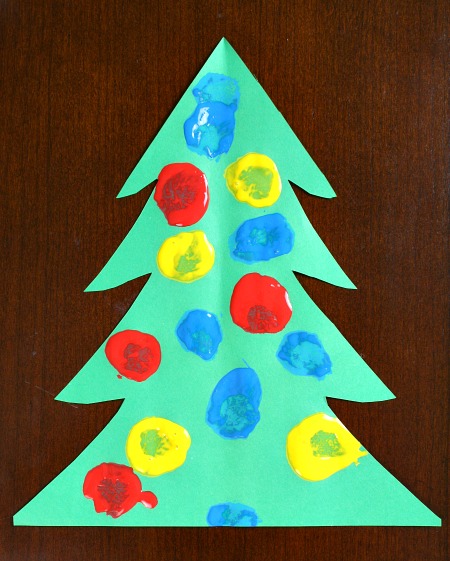 Simple Pom Pom Painting Craft For Christmas Tree