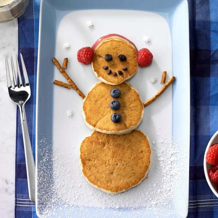 Snowman Banana Pancake For Kids Recipe