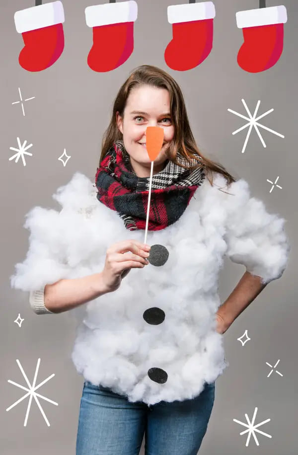 Snowman Costumes Party Ideas Using Cotton Balls