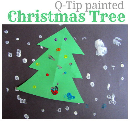 Very Simple Q-Tip Painted Christmas Tree Craft