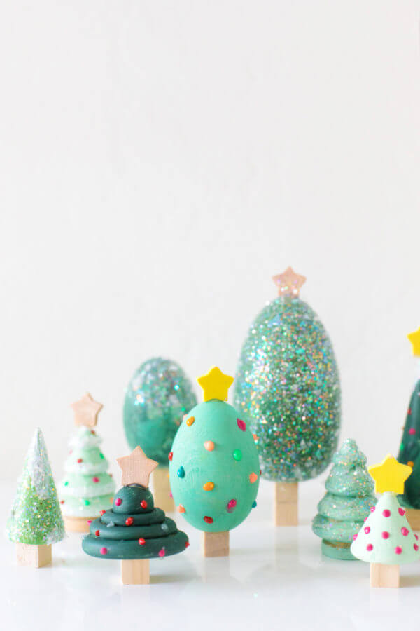 Wooden Christmas Tree Craft Project With Wooden Beads & Star