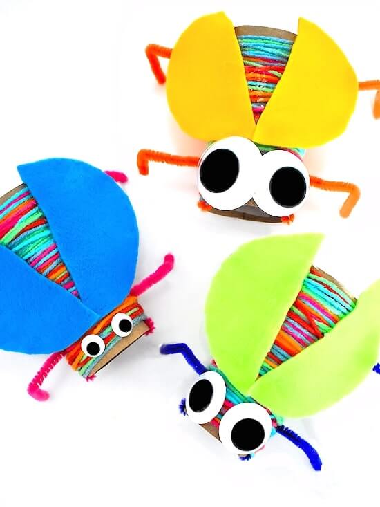 Yarn And Toilet Paper Roll Bee Craft for Toddlers: Easy yarn crafts for kids