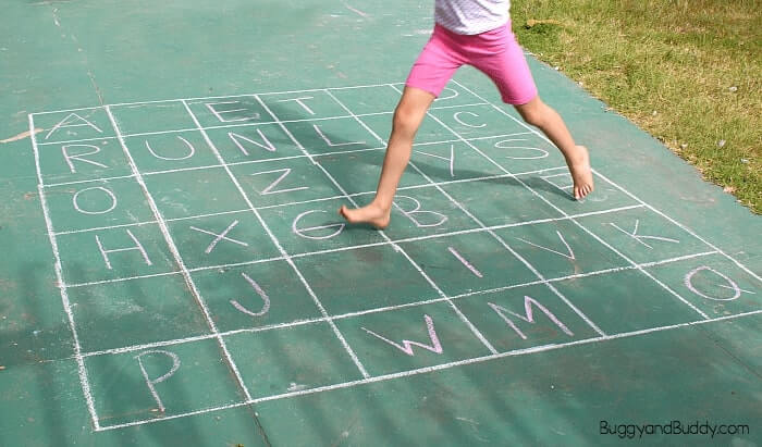 ABC Alphabet Side Walk Chalk Game Idea For Kids Learning Sidewalk Chalk Activities For Kids