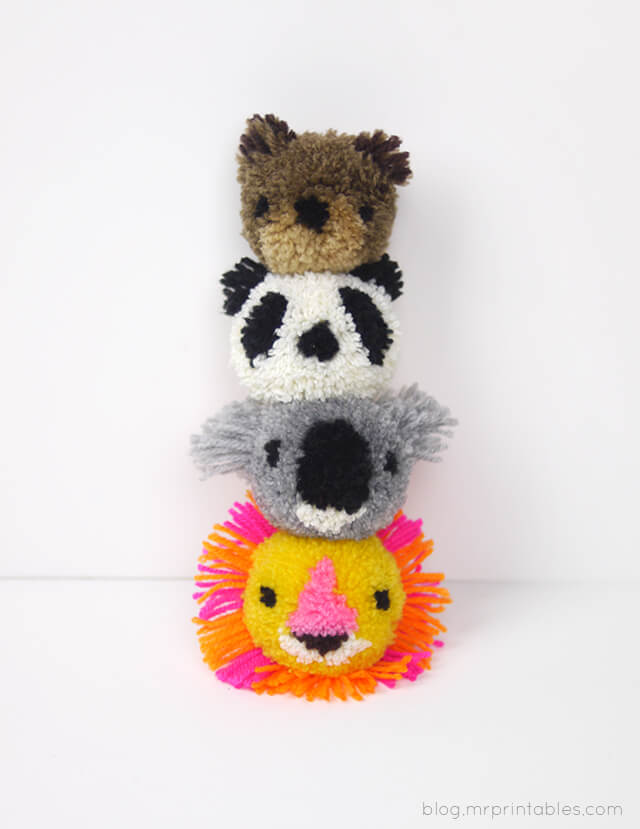 Adorable Animal Heads Balls Craft Idea With Yarns