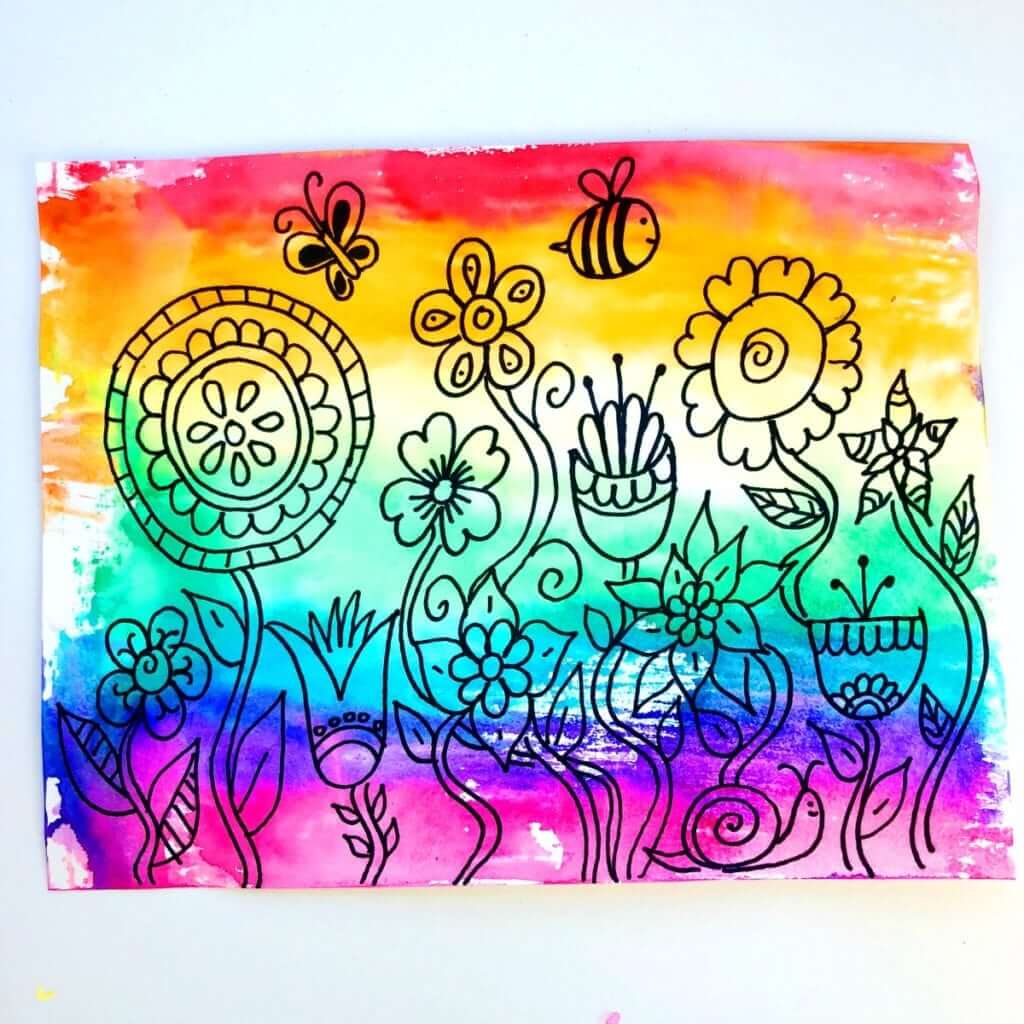 Adorable Colorful Art Design Idea For Kids Using Watercolors