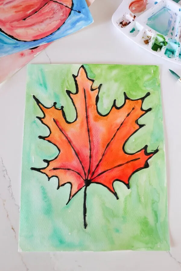 Adorable Maple Leaf Art Idea With Watercolors