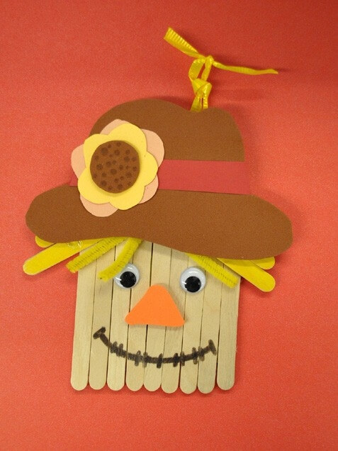 Adorable Popsicle Sticks Scarecrow Craft Idea For Kids