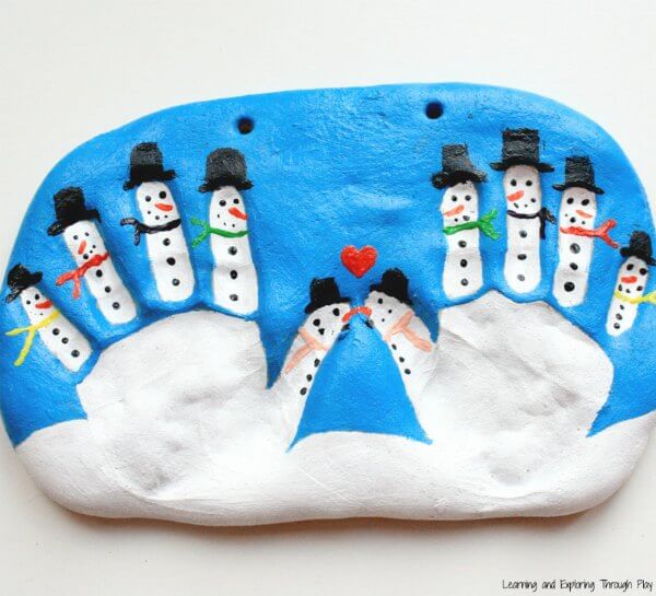 Footprint & Handprint Snowman Craft For Christmas