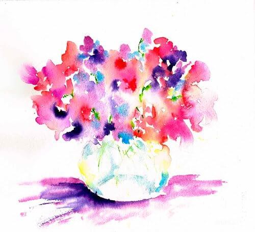 Adorable Watercolor Flower Vase Idea For Begineners