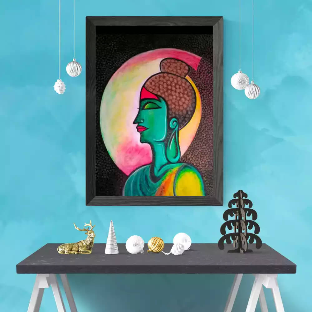 Amazing Handcrafted Buddha Oil Pastel Painting Abstract Oil Pastel PaintingsFor Wall Hanging