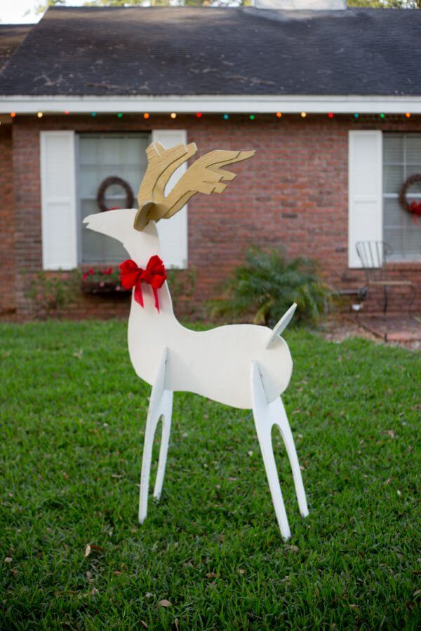 Amazing Reindeer Craft For Kids Using Wood & Ribbon Wood Christmas Crafts for Outdoor 