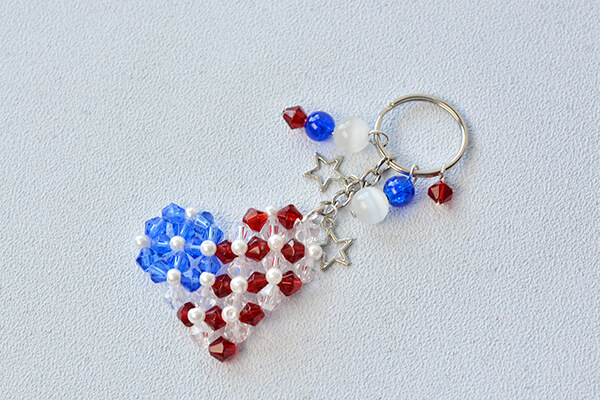 American Flag Keychain Pony Beads Craft Ideas In Heart Shape
