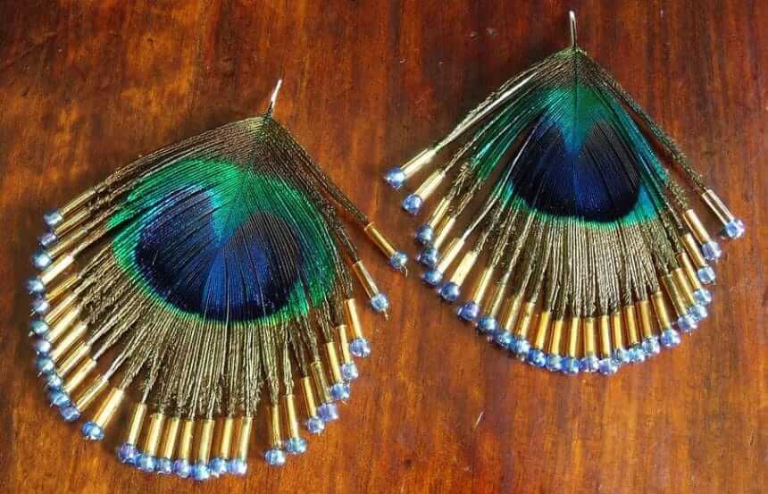 Attractive Peacock Feather Earrings Craft Idea For Kids