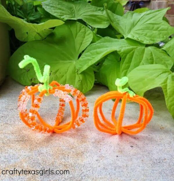Beautiful Pumpkin Decorate With Beads & Pipecleaners