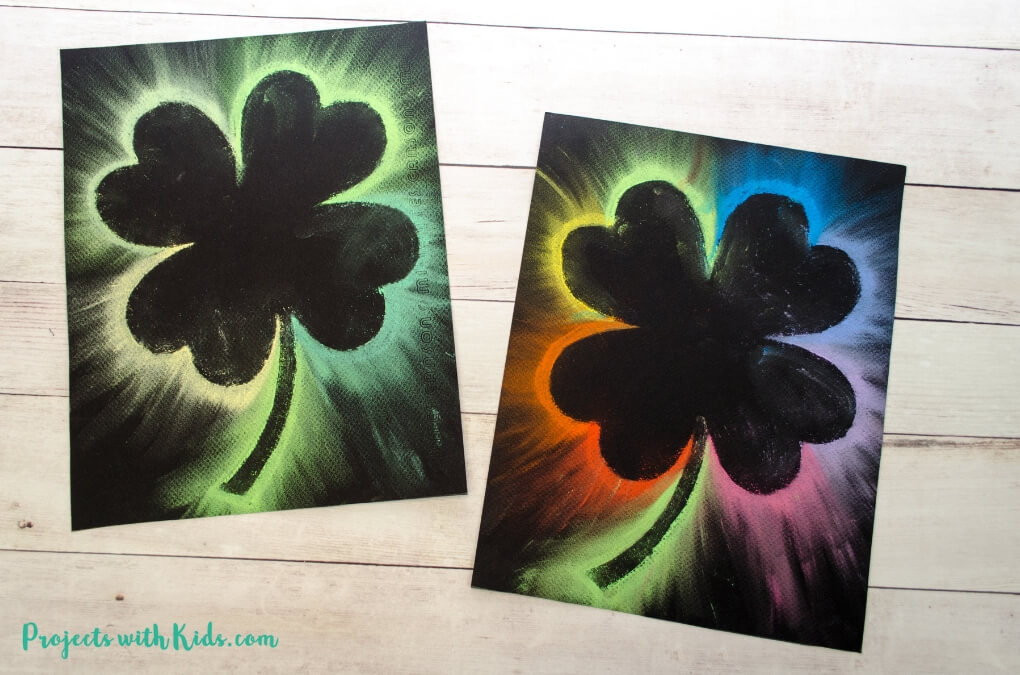 Brightly & Colorful Shamrock Art Project With Chalk Pastels