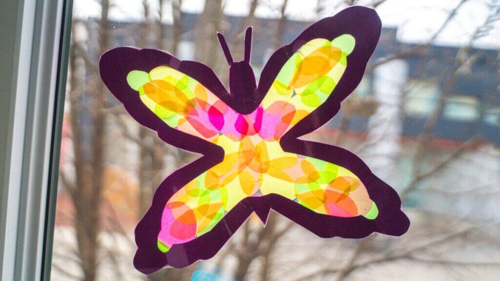 Butterfly Suncatcher Craft Using Construction & Tissue Paper