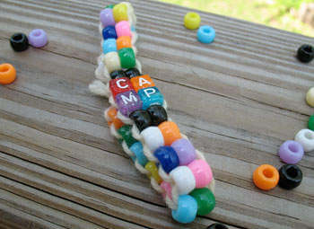 Camp Alphabet letter Pony Bead Bracelet Craft Project For Kids