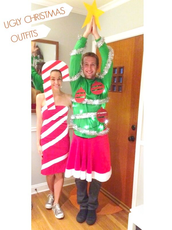 Candy Cane & Christmas Tree Couple Outfits For Parties