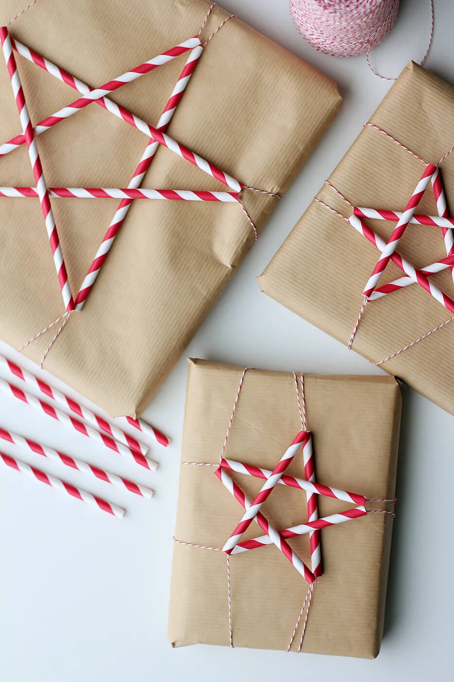 Christmas Gift Wrapping With Paper Straw In Star Shape Christmas Gift Wrapping Ideas