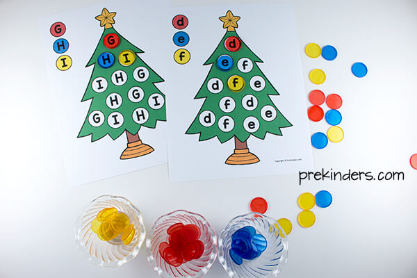 Christmas Tree Mats Craft Activity With Lowercase & Uppercase Letter