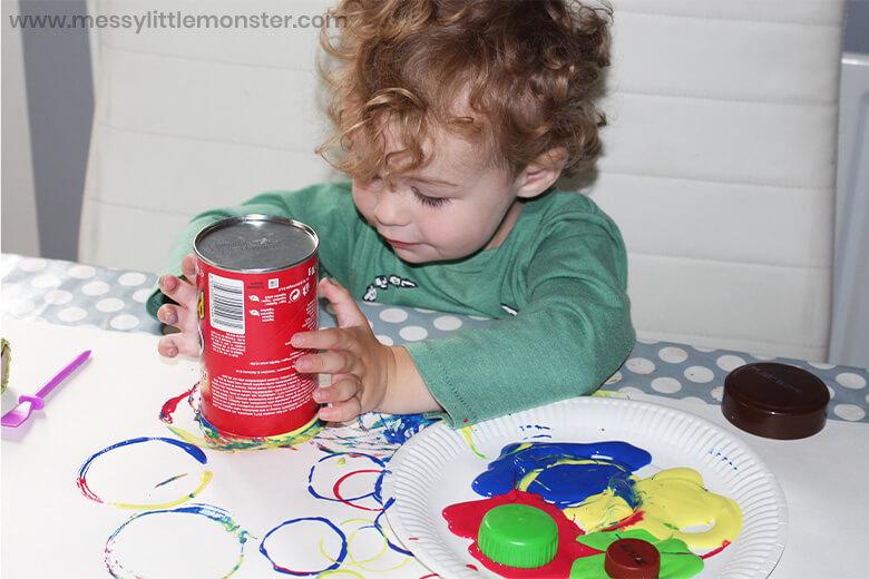 Circle Art Painting Idea For Toddlers Using Watercolors