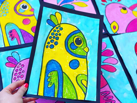 Colorful Bird Painting Art Ideas For Preschoolers