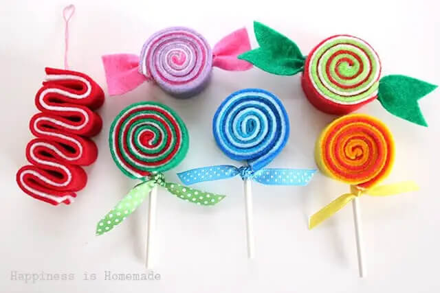 Colorful Felt Candy Crafts And Different Ways To Trim The Tree
