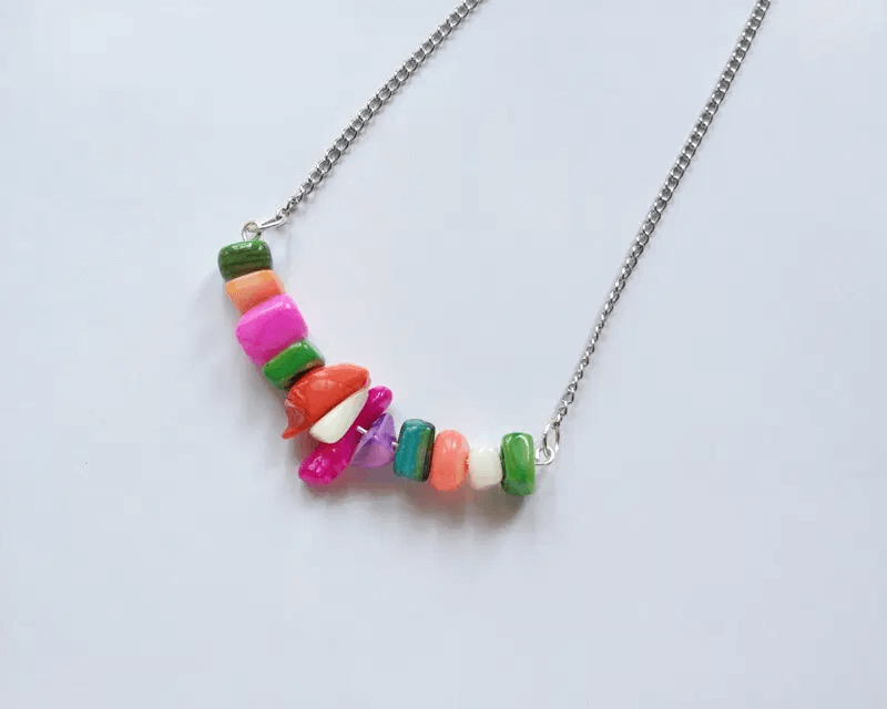 Colorful Gemstone Jewelry Beaded Necklace Craft Tutorial