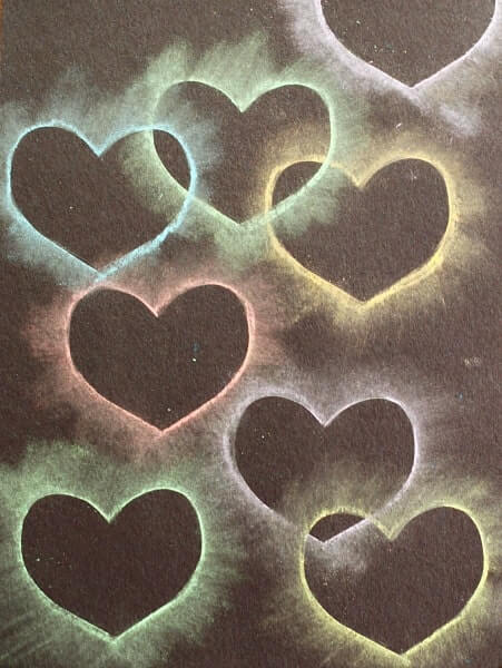 Colorful Heart Chalk Stencil Art Project For Valentine's Day