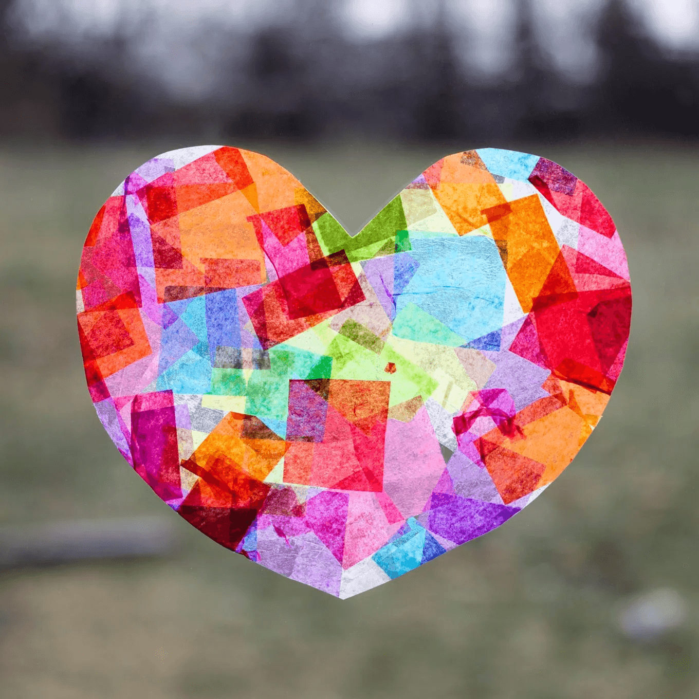 Colorful Heart Suncatcher Craft Tutorial With Tissue Paper