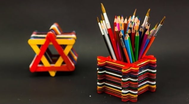 Colorful Pencil Holder Craft With Popsicle Stick