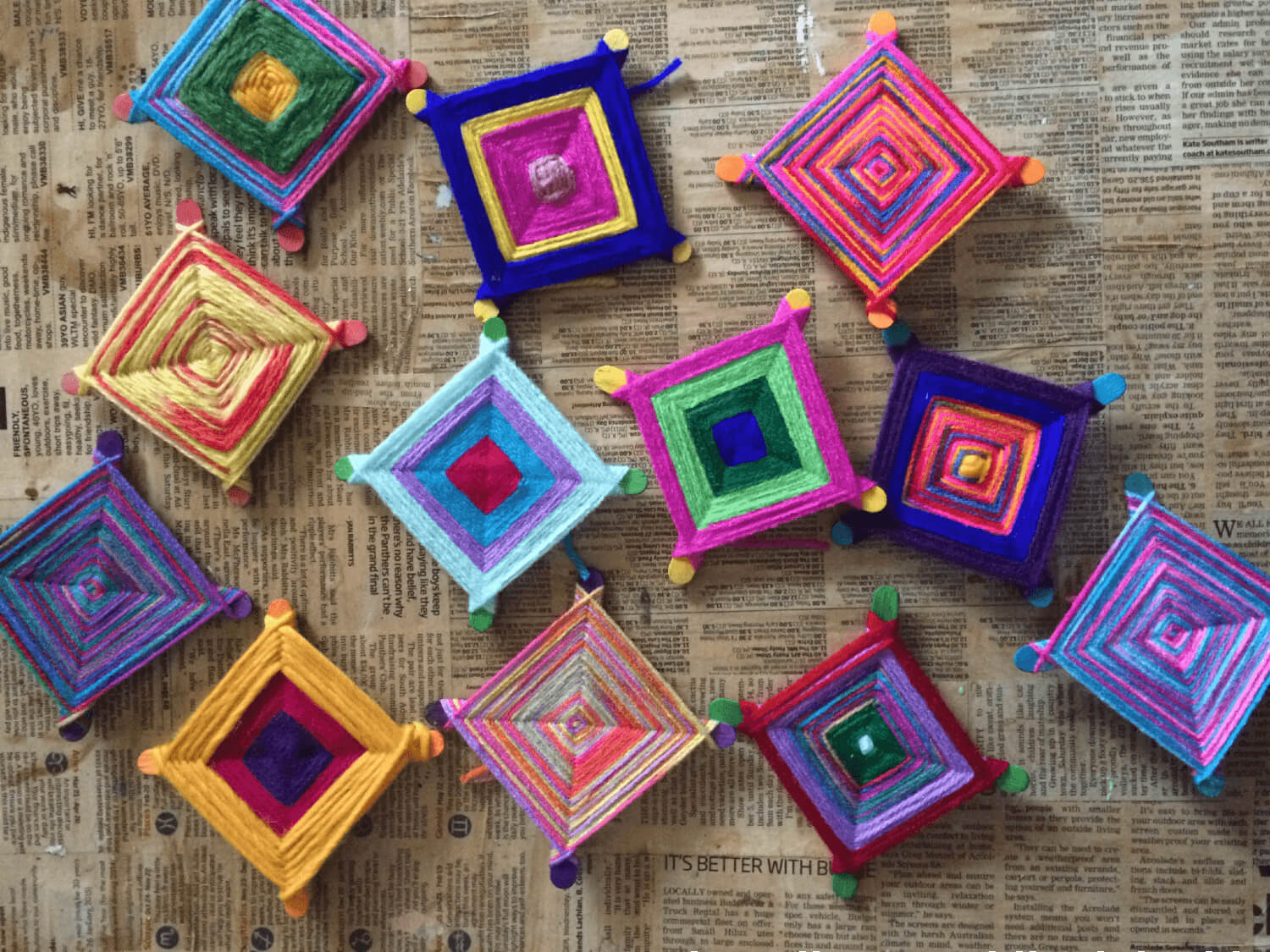 Colourful Set Of God's Eye Craft Idea For Kids